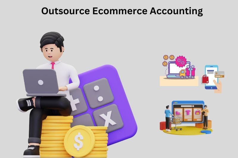 Infographic illustrating the concept of outsourcing ecommerce bookkeeping