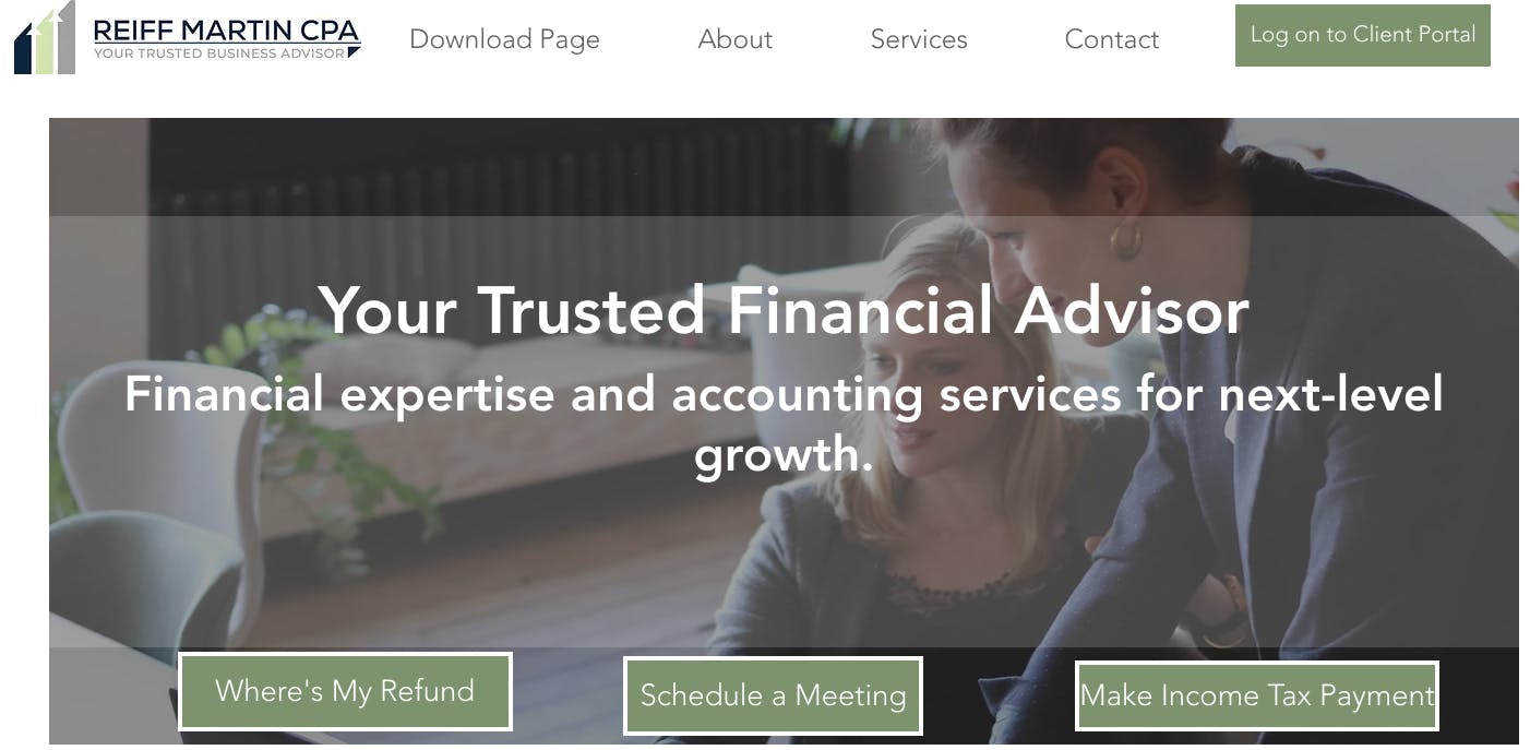 Screenshot for Reiff Martin CPA website homepage