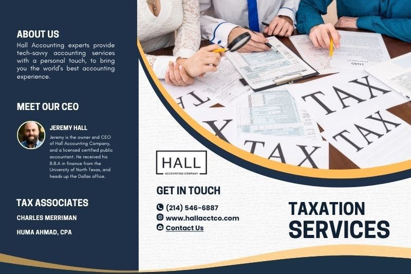 A flyer for Hall Accounting Company's taxation services